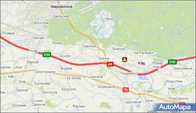 mapa Szarów gmina Kłaj, Szarów gmina Kłaj na mapie Targeo