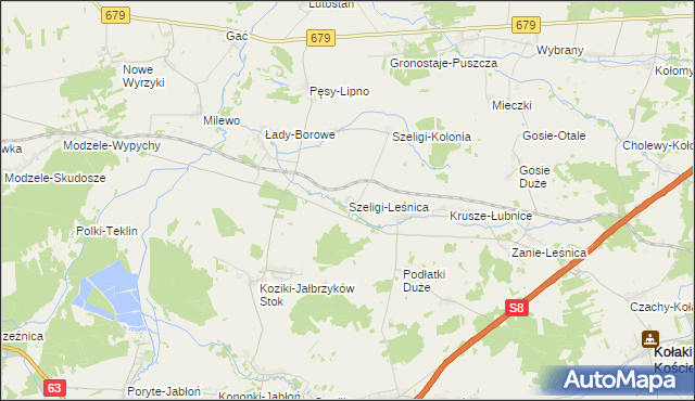 mapa Szeligi-Leśnica, Szeligi-Leśnica na mapie Targeo