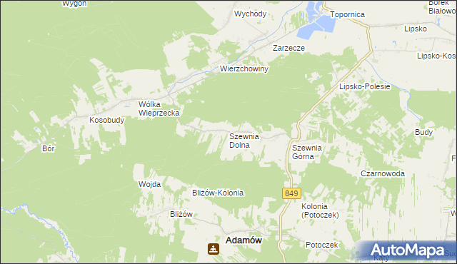 mapa Szewnia Dolna, Szewnia Dolna na mapie Targeo