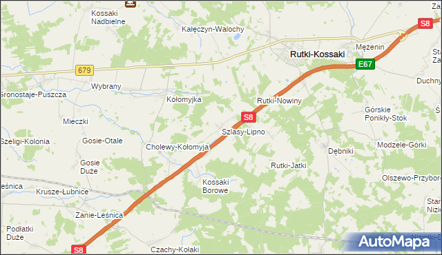 mapa Szlasy-Lipno, Szlasy-Lipno na mapie Targeo