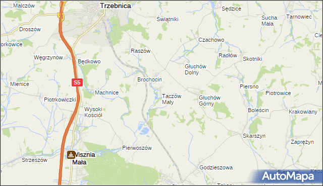 mapa Taczów Mały, Taczów Mały na mapie Targeo