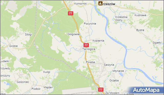 mapa Tarnogóra gmina Nowa Sarzyna, Tarnogóra gmina Nowa Sarzyna na mapie Targeo