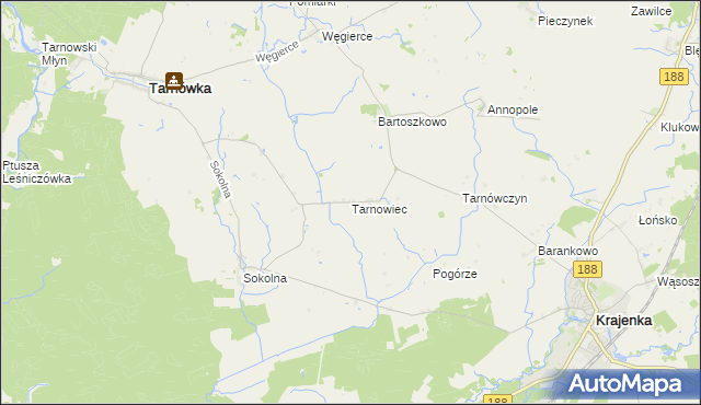 mapa Tarnowiec gmina Tarnówka, Tarnowiec gmina Tarnówka na mapie Targeo