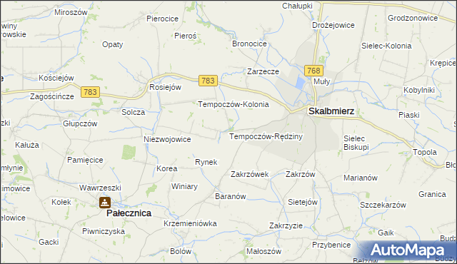 mapa Tempoczów-Rędziny, Tempoczów-Rędziny na mapie Targeo