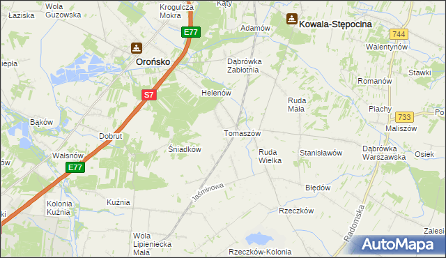 mapa Tomaszów gmina Orońsko, Tomaszów gmina Orońsko na mapie Targeo