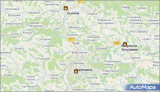 mapa Tursko gmina Ciężkowice, Tursko gmina Ciężkowice na mapie Targeo