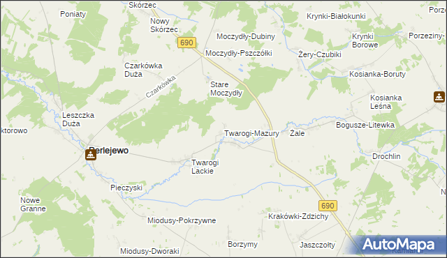 mapa Twarogi-Mazury, Twarogi-Mazury na mapie Targeo