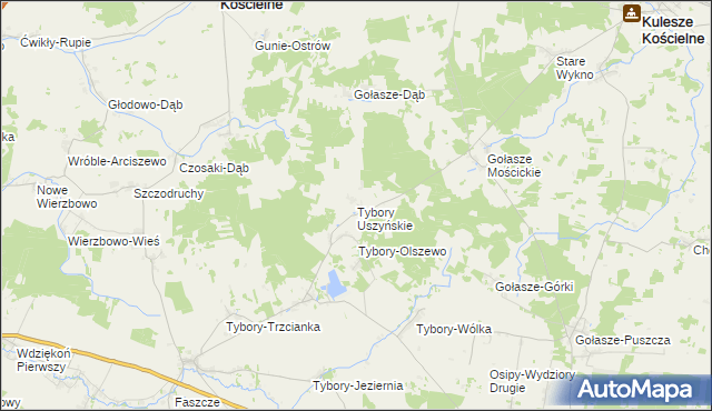 mapa Tybory Uszyńskie, Tybory Uszyńskie na mapie Targeo