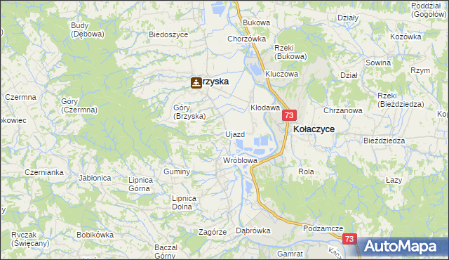 mapa Ujazd gmina Brzyska, Ujazd gmina Brzyska na mapie Targeo