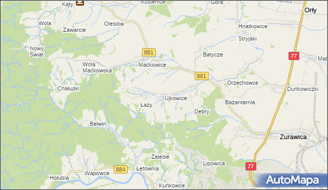 mapa Ujkowice, Ujkowice na mapie Targeo