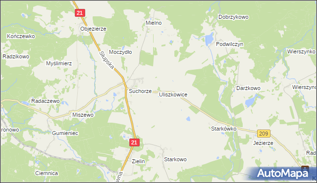 mapa Uliszkowice, Uliszkowice na mapie Targeo