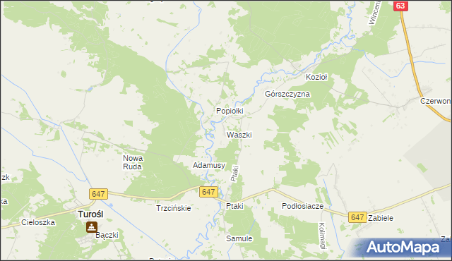 mapa Waszki, Waszki na mapie Targeo