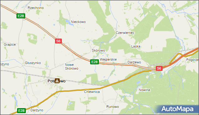 mapa Węgierskie gmina Potęgowo, Węgierskie gmina Potęgowo na mapie Targeo