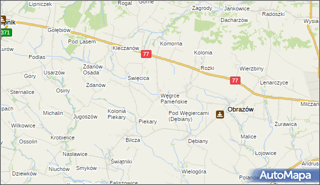 mapa Węgrce Panieńskie, Węgrce Panieńskie na mapie Targeo