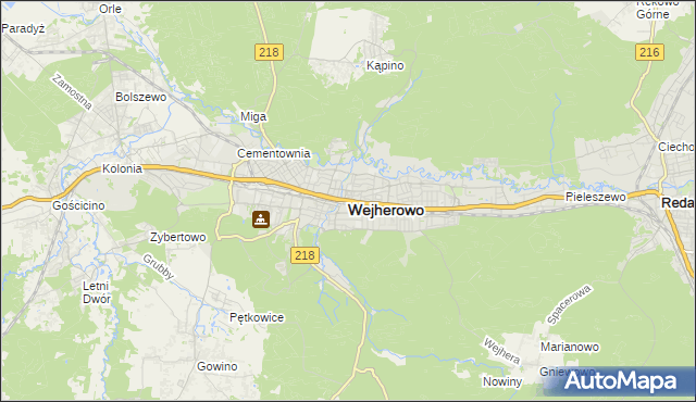 mapa Wejherowo, Wejherowo na mapie Targeo