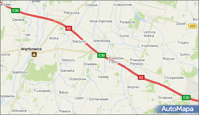 mapa Wierzbówka gmina Wartkowice, Wierzbówka gmina Wartkowice na mapie Targeo