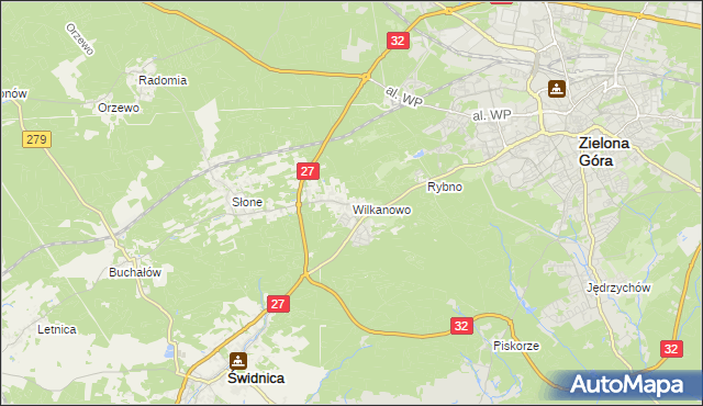 mapa Wilkanowo gmina Świdnica, Wilkanowo gmina Świdnica na mapie Targeo