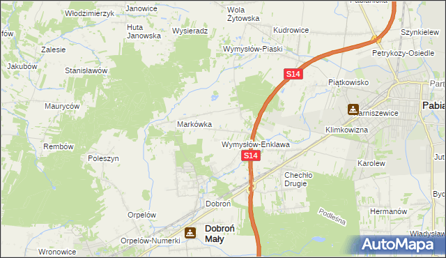 mapa Wincentów gmina Dobroń, Wincentów gmina Dobroń na mapie Targeo