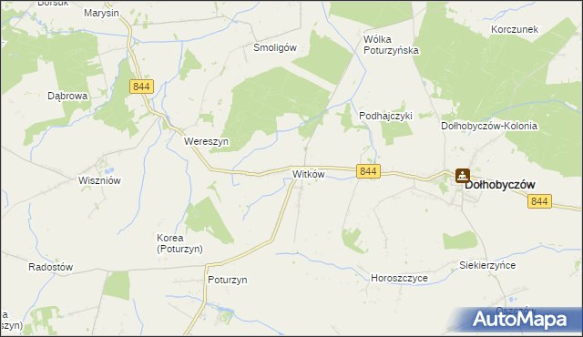 mapa Witków gmina Dołhobyczów, Witków gmina Dołhobyczów na mapie Targeo