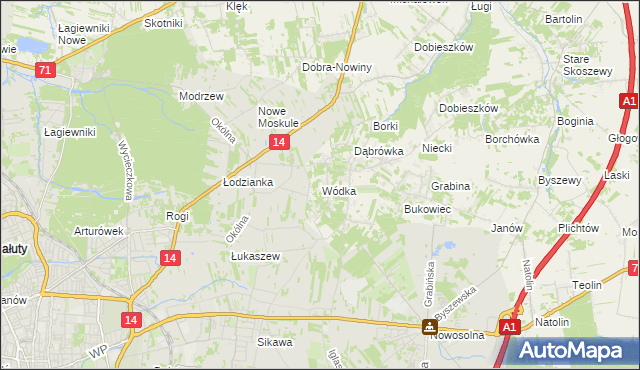 mapa Wódka gmina Nowosolna, Wódka gmina Nowosolna na mapie Targeo