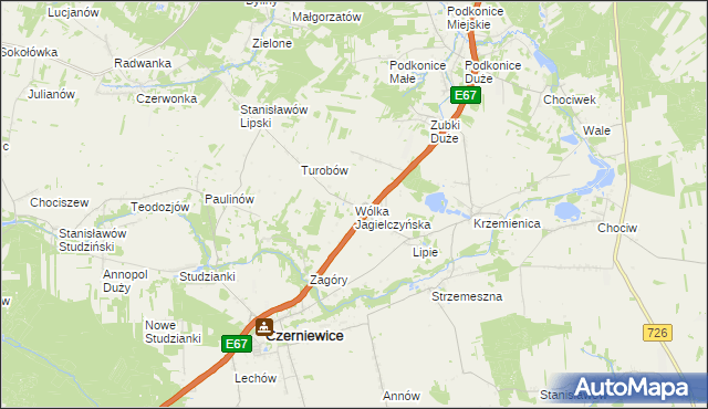 mapa Wólka Jagielczyńska, Wólka Jagielczyńska na mapie Targeo