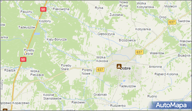 mapa Wólka Kokosia, Wólka Kokosia na mapie Targeo