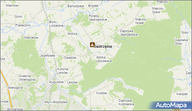 mapa Wólka Lesiowska, Wólka Lesiowska na mapie Targeo