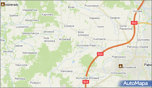 mapa Wymysłów-Piaski, Wymysłów-Piaski na mapie Targeo