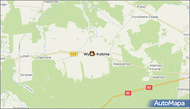 mapa Wyryki-Adampol, Wyryki-Adampol na mapie Targeo