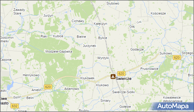 mapa Wyrzyki gmina Świercze, Wyrzyki gmina Świercze na mapie Targeo