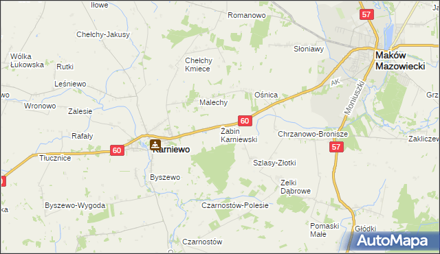 mapa Żabin Karniewski, Żabin Karniewski na mapie Targeo