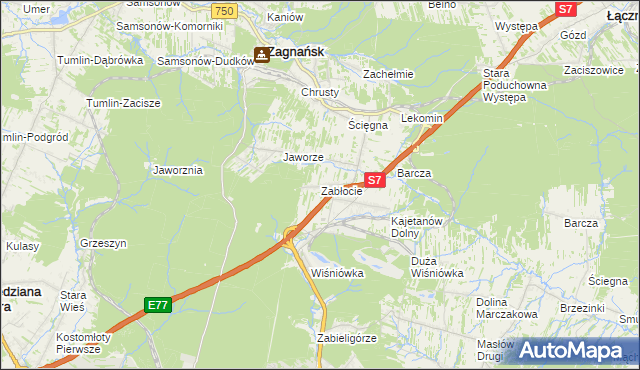 mapa Zabłocie gmina Zagnańsk, Zabłocie gmina Zagnańsk na mapie Targeo