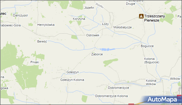 mapa Zaborce gmina Trzeszczany, Zaborce gmina Trzeszczany na mapie Targeo