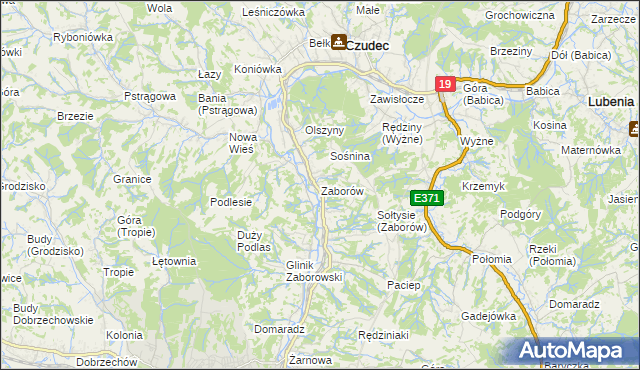 mapa Zaborów gmina Czudec, Zaborów gmina Czudec na mapie Targeo