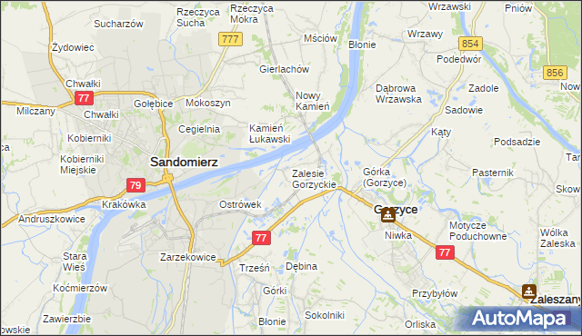 mapa Zalesie Gorzyckie, Zalesie Gorzyckie na mapie Targeo