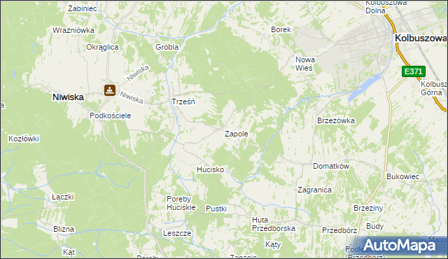 mapa Zapole gmina Niwiska, Zapole gmina Niwiska na mapie Targeo