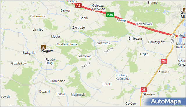 mapa Zarzew gmina Rzgów, Zarzew gmina Rzgów na mapie Targeo