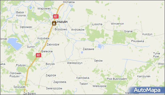 mapa Zastawie gmina Urszulin, Zastawie gmina Urszulin na mapie Targeo