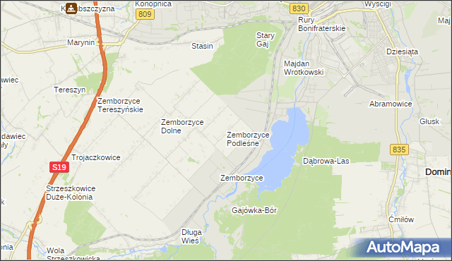 mapa Zemborzyce Podleśne, Zemborzyce Podleśne na mapie Targeo