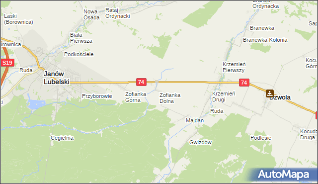 mapa Zofianka Dolna, Zofianka Dolna na mapie Targeo