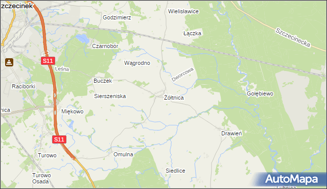 mapa Żółtnica, Żółtnica na mapie Targeo