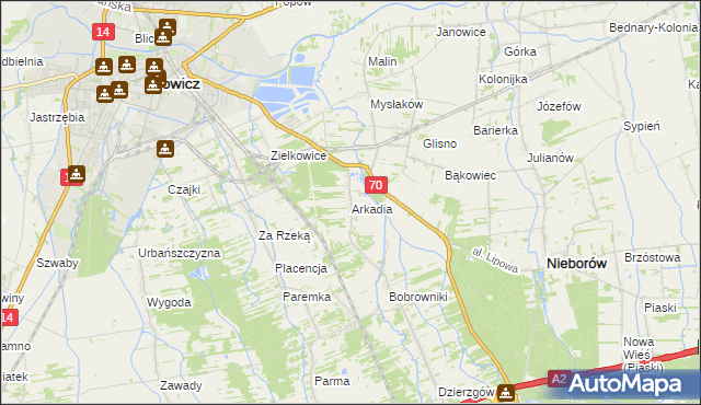 mapa Arkadia, Arkadia na mapie Targeo