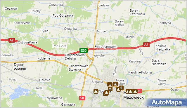 mapa Arynów, Arynów na mapie Targeo