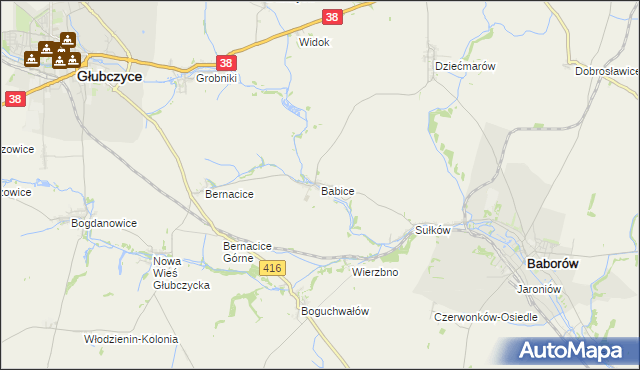 mapa Babice gmina Baborów, Babice gmina Baborów na mapie Targeo