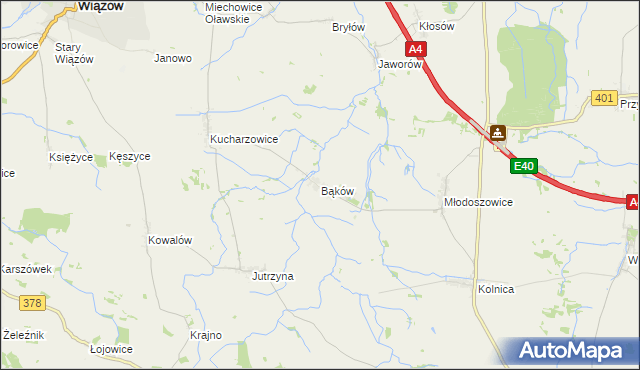 mapa Bąków gmina Grodków, Bąków gmina Grodków na mapie Targeo