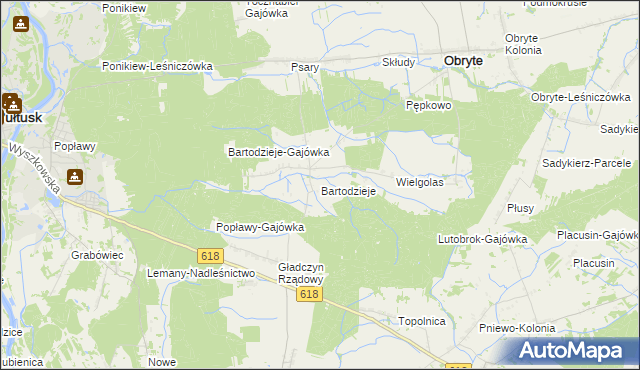 mapa Bartodzieje gmina Obryte, Bartodzieje gmina Obryte na mapie Targeo