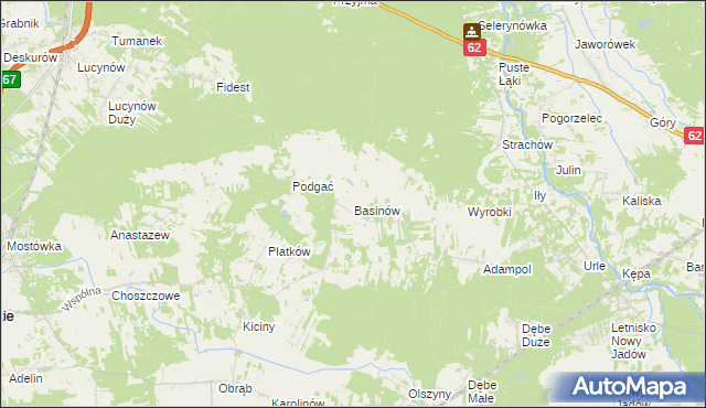 mapa Basinów gmina Zabrodzie, Basinów gmina Zabrodzie na mapie Targeo