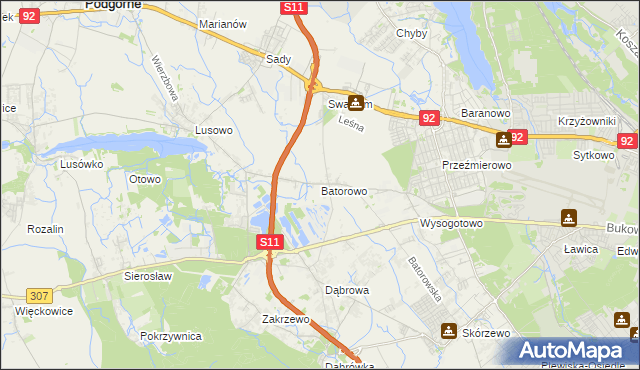 mapa Batorowo gmina Tarnowo Podgórne, Batorowo gmina Tarnowo Podgórne na mapie Targeo