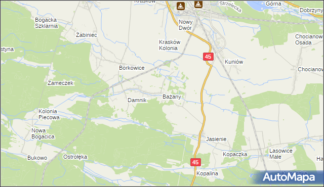 mapa Bażany, Bażany na mapie Targeo