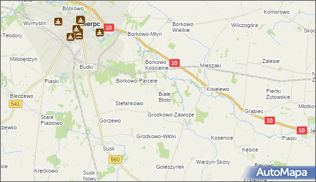 mapa Białe Błoto gmina Sierpc, Białe Błoto gmina Sierpc na mapie Targeo